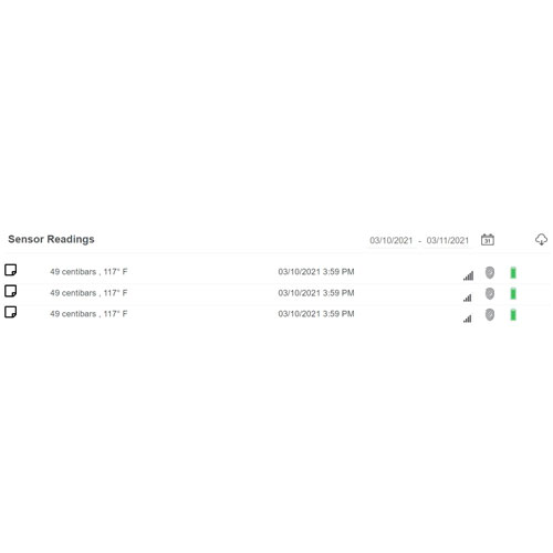 Soil Moisture Sensor data snapshot